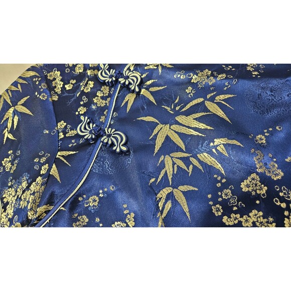 Mimi Blue Floral Short Sleeves Pullover Halter Neckline Women's Top Size L - Picture 7 of 11